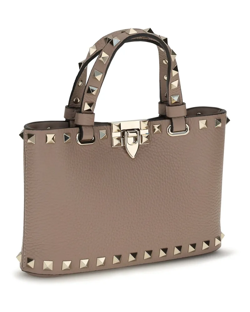 Valentino Garavani Women's Rockstud Shopping Mini Handbag Poudre Calf Leather Bos Taurus Handbags Hand Bags Pink