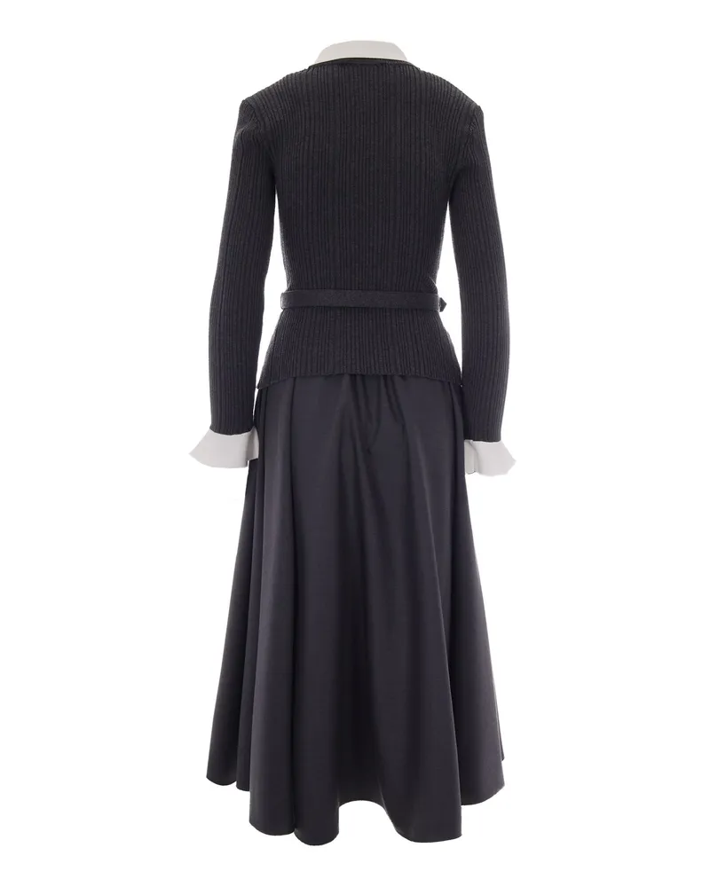 Self-Portrait Women's Dress Ribbed Knit Grey Main: Polyamide Evening Suits Gray