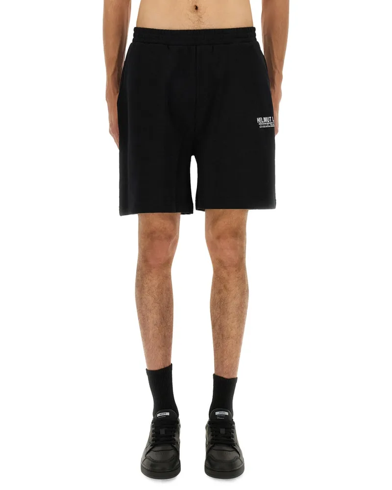 Helmut Lang Logo-Embroidered Cotton Bermuda Shorts — Black Black