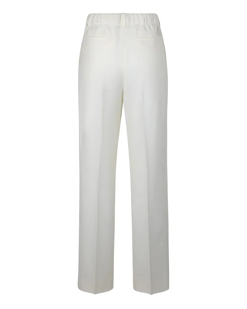 Moncler Women's Trousers Wool Gabardine White Virgin Wide-Leg White