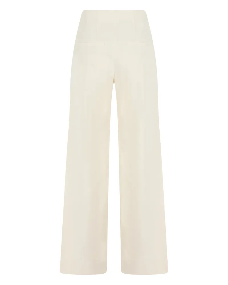 Veronica Beard Women's Trousers Wide-Leg Ecru Cotton Beige