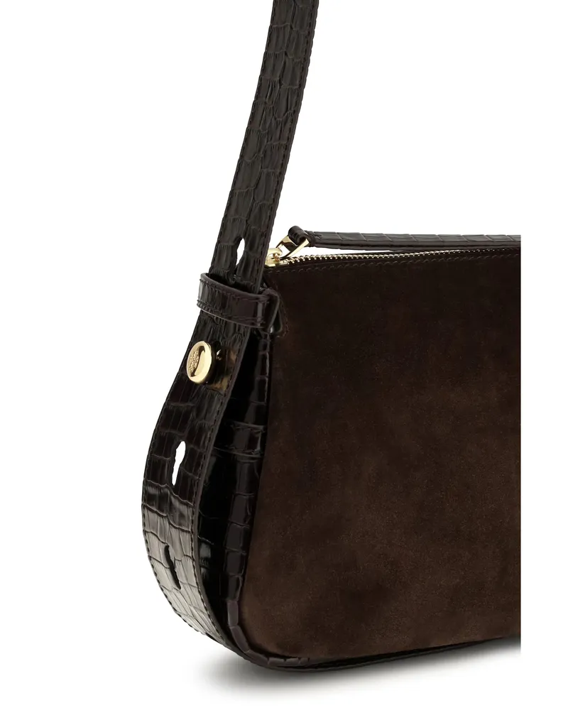 Tory Burch Women's Shoulder Bag Romy Suede Dark Cocoa Brown