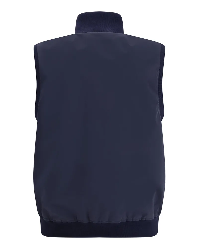 Brunello Cucinelli Men's Sleeveless Vest Jacket Blu+geyser Polyester; Polyamide Navy