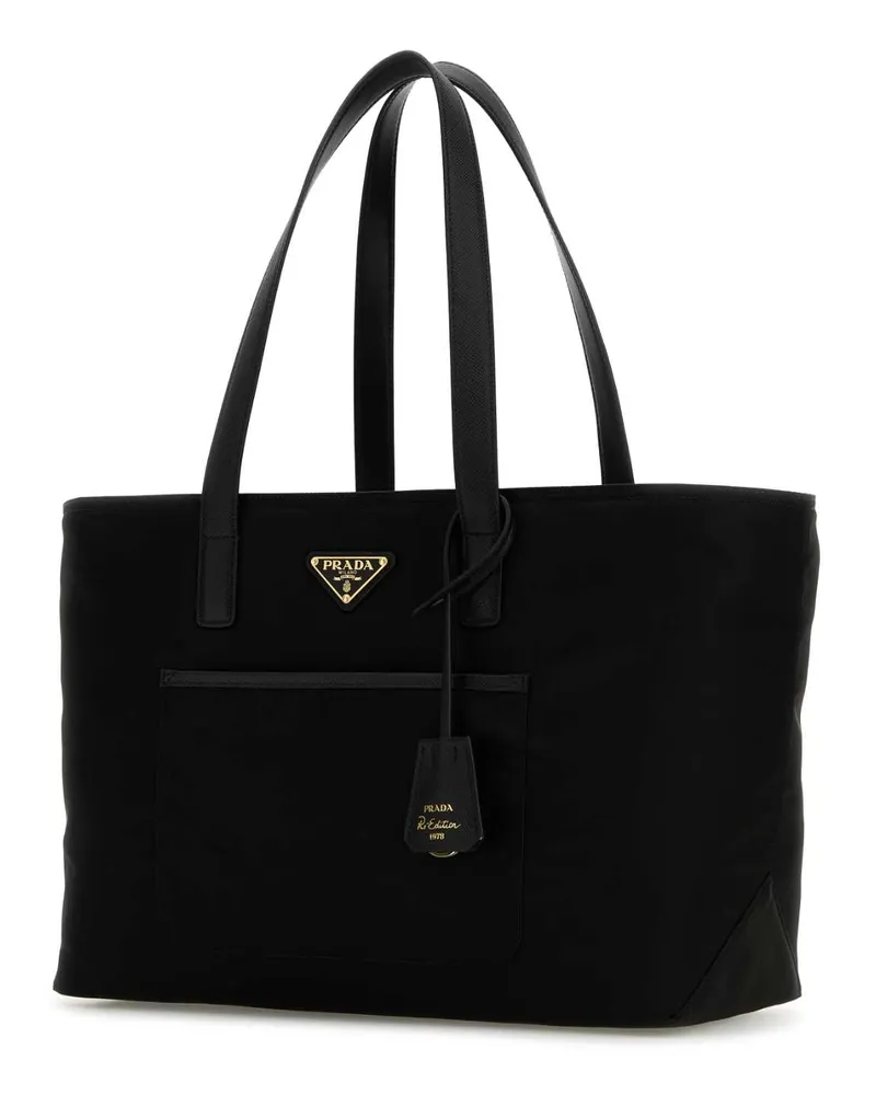 Prada Women's Black Re-Nylon Shopping Bag Nero Borse A Mano Black