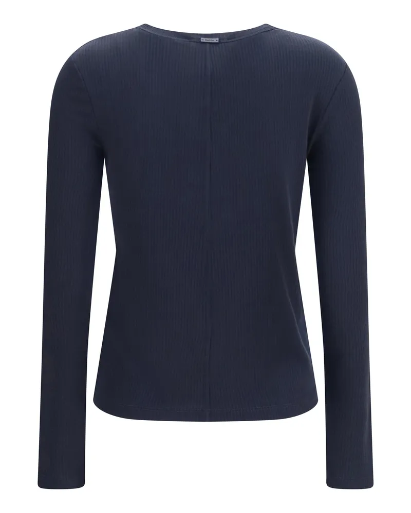 Max Mara Women's Ribbed Long-Sleeve Sweater Blu Marino Lyocell; Silk; Elastane Navy