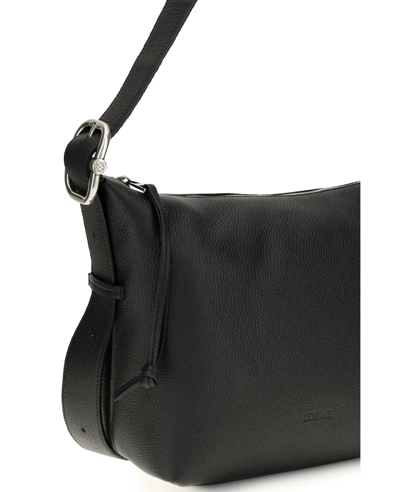 Loewe Men's Hobo Bag Loop Grained Calfskin Black Calf Leather Shoulder Black