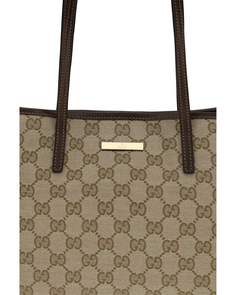 Gucci Women's Tote Bag Tribeca Vintage Sand-Dark Brown Polyester Shoulder Sand/dark Beige
