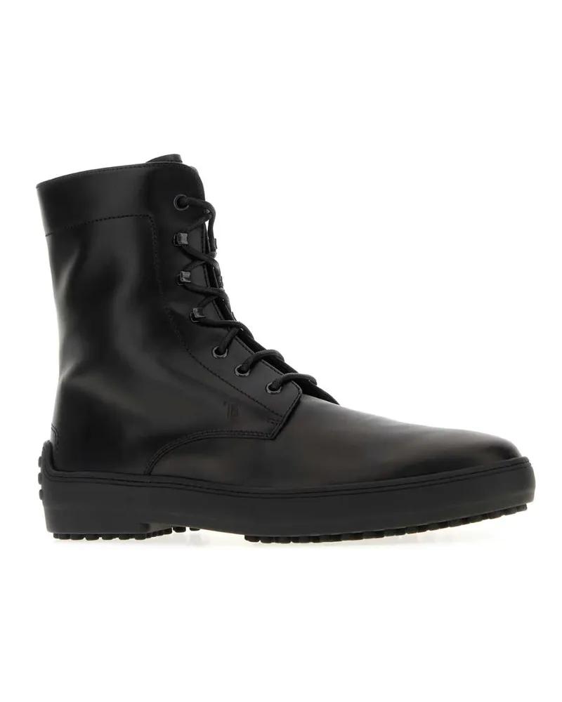 TOD'S Men's Black Leather Ankle Boots Nero Stivali Black