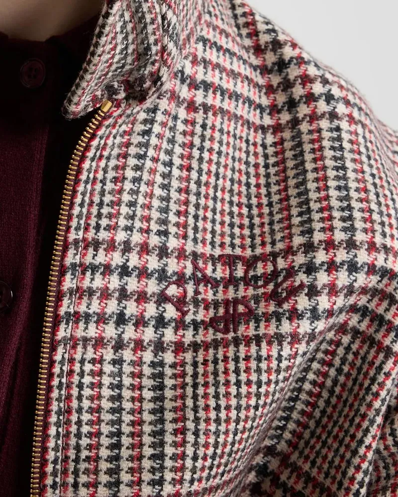 Patou Prince of Wales Virgin Wool Bomber Jacket — Brown Brown