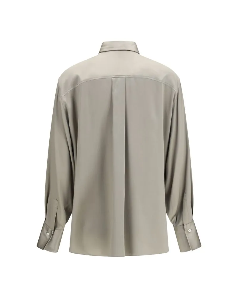 Brunello Cucinelli Women Bicolor Silk Shirt Beige