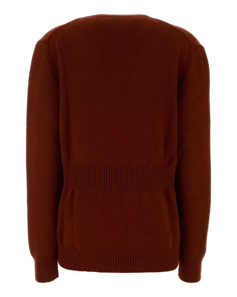 Fendi Women's Brick Stretch Cashmere Sweater Rust-25 Exterior: Elastane Maglieria Brown