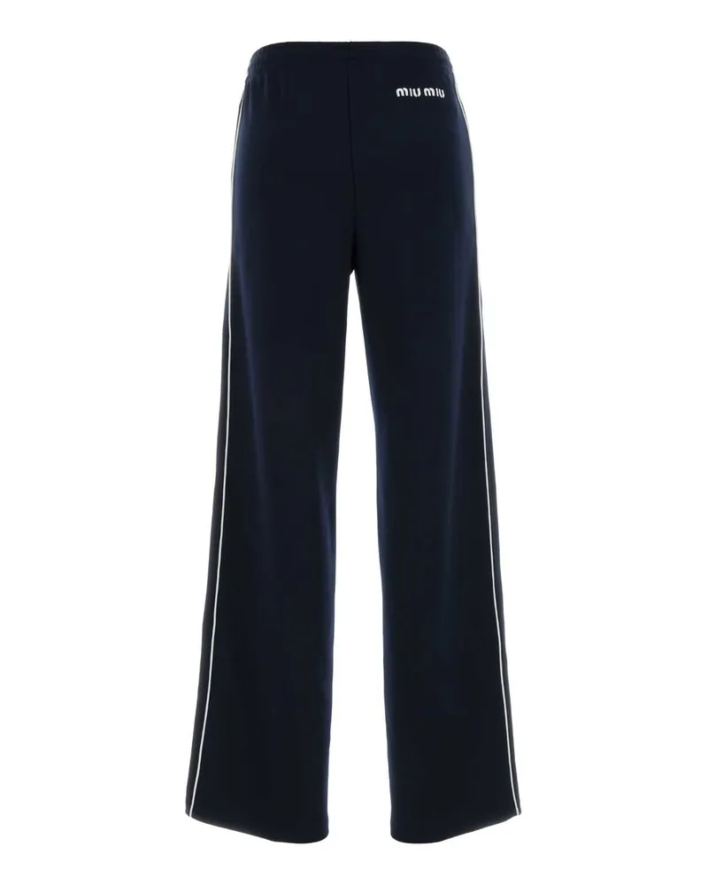Miu Miu Women's Midnight Blue Polyester Joggers Navy Exterior: Pantaloni Trousers Navy