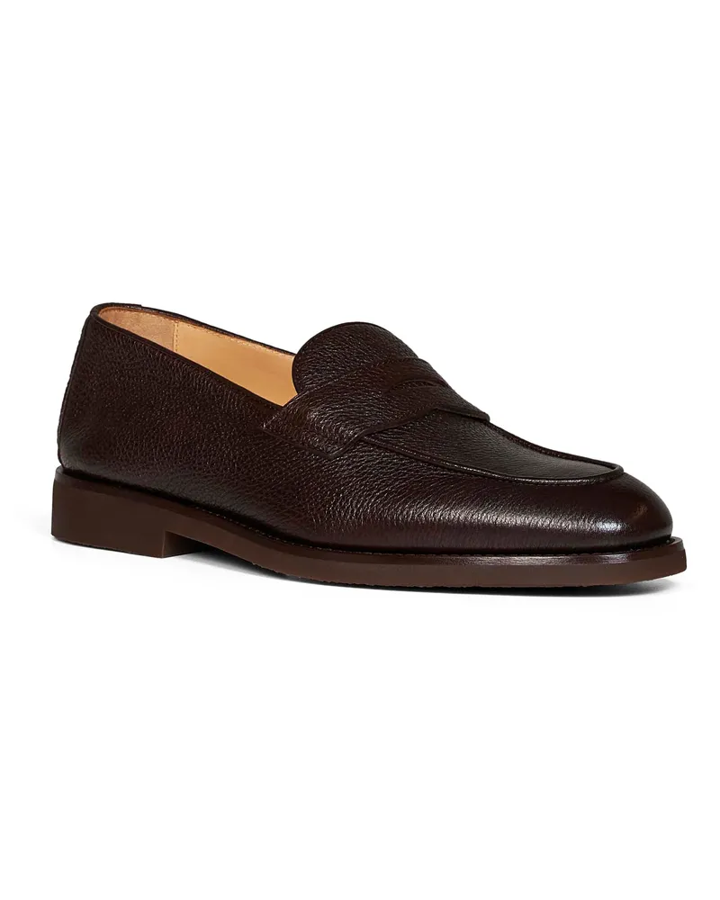 Brunello Cucinelli Men's Penny Loafers Dark Brown Calf Leather Brown