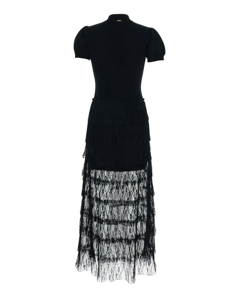 Twin-Set Women Long Dress High Neck Black Wool Blend Viscose Black