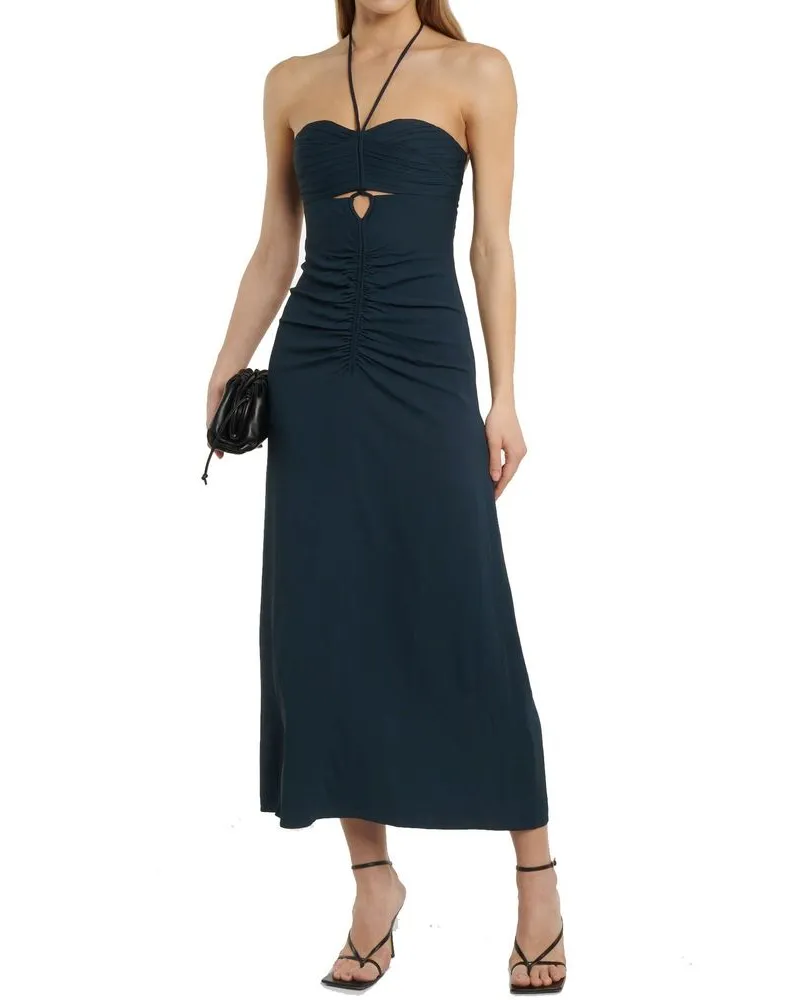 Self-Portrait Women's Gray Viscose Casual Dress Navy