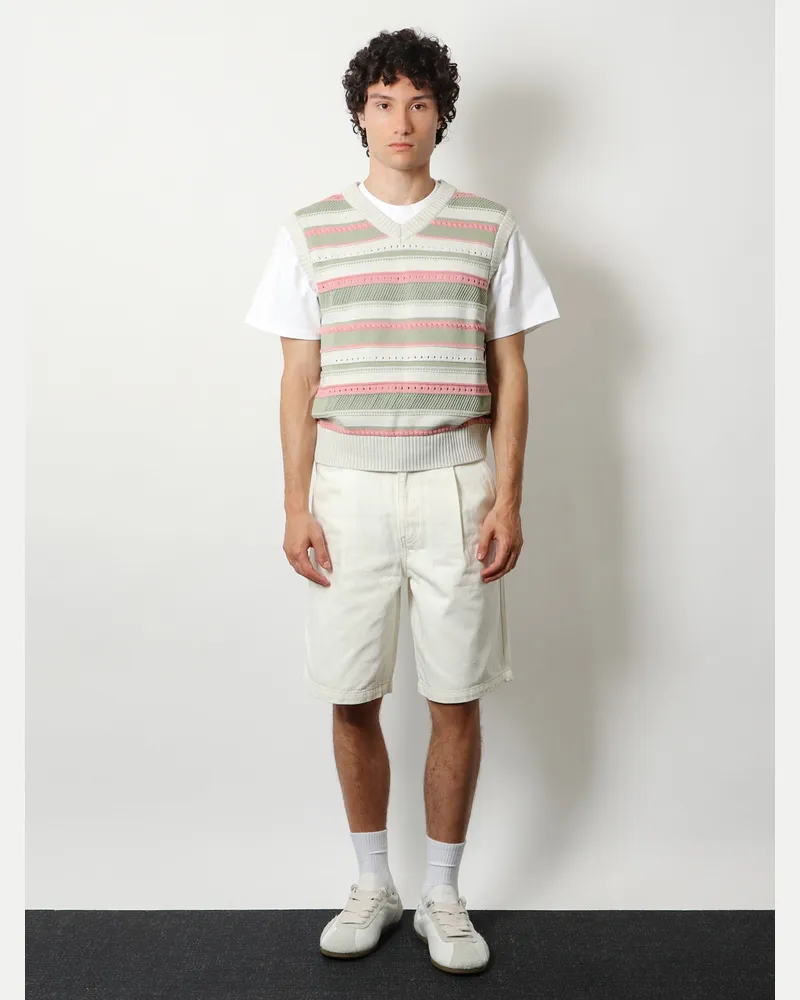 Dunst Men's Sleeveless Cotton Sweater Pink White