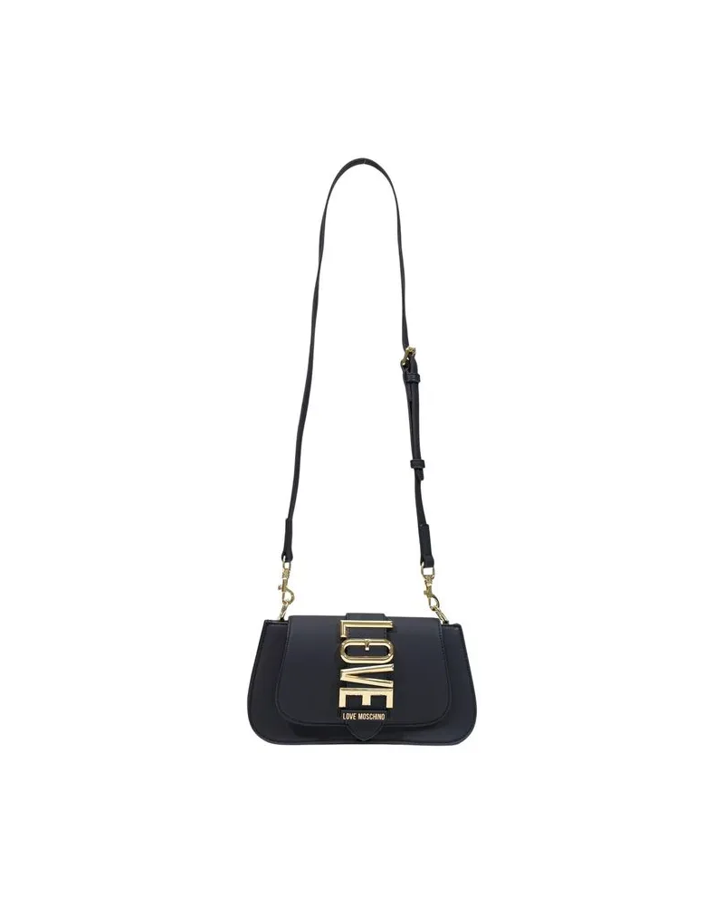 Moschino Women's Logo-Embellished Polyurethane Shoulder Bag Black Black