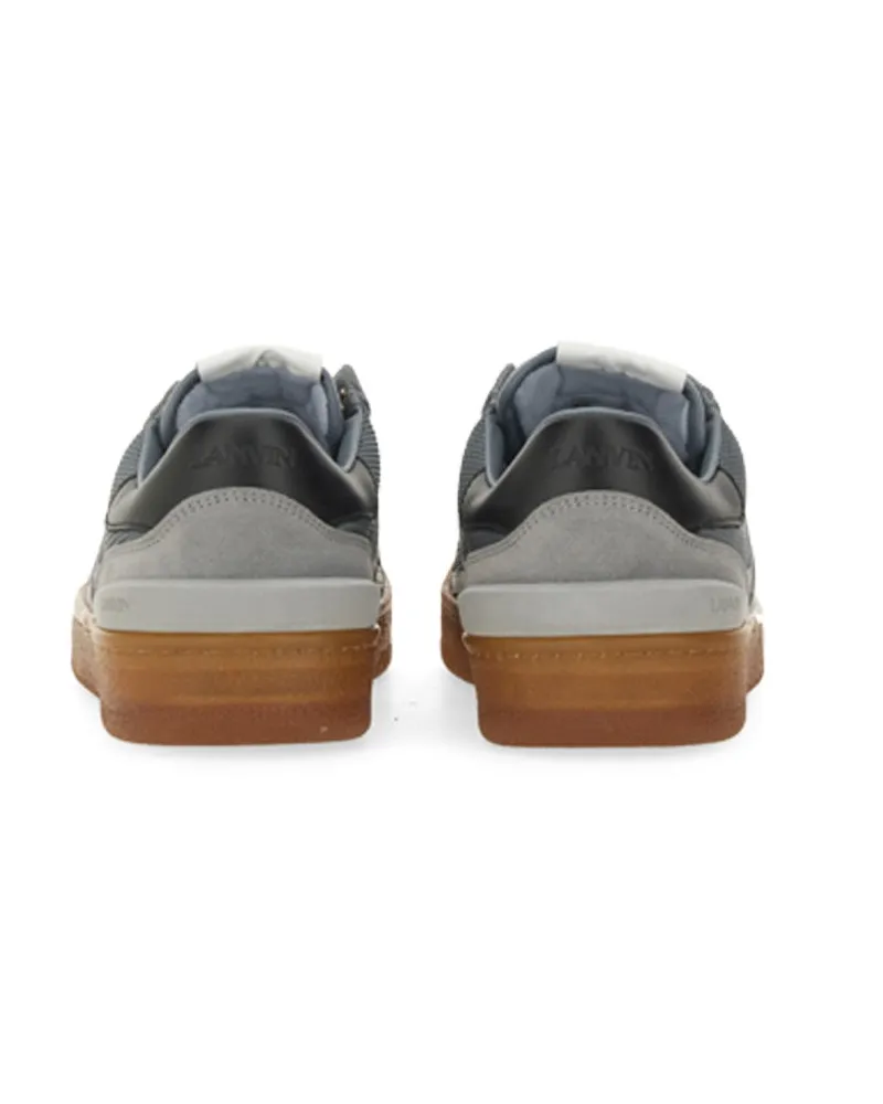 Lanvin Mesh, Suede and Nappa Leather Sneaker — Gray Gray