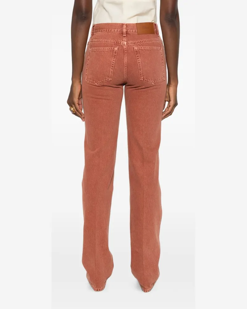 Chloé Straight-Leg Denim Jeans — Rust Rust