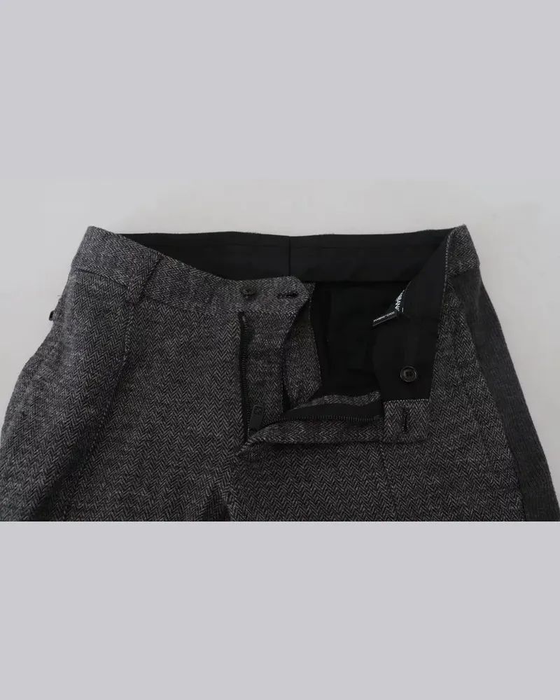 Dolce & Gabbana Men's Gray Chevron Viscose Skinny Pants Black Nylon Elastane Black