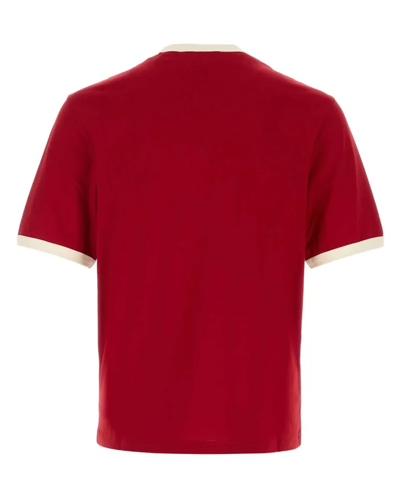 AMI Paris Cotton Crew Neck with Embroidered Logo T-Shirt — Red Red