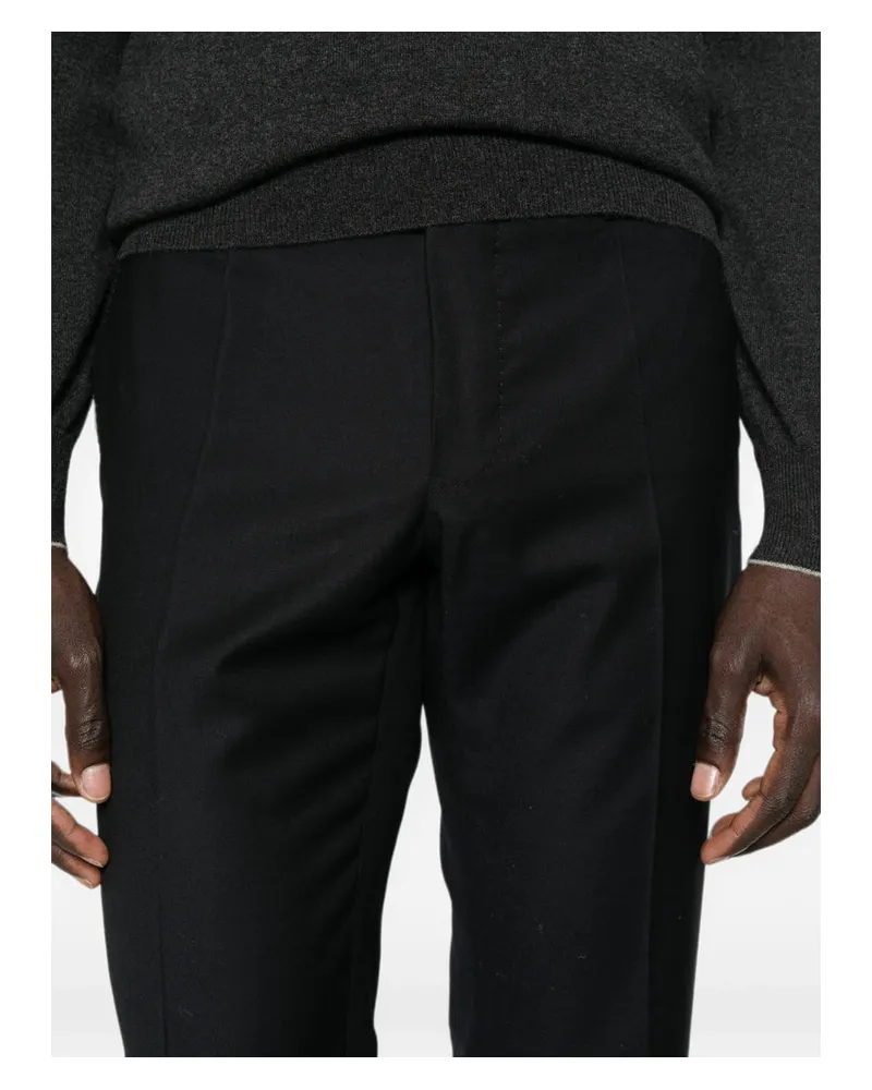 Incotex Virgin Wool Straight-Leg Trousers — Blue Blue