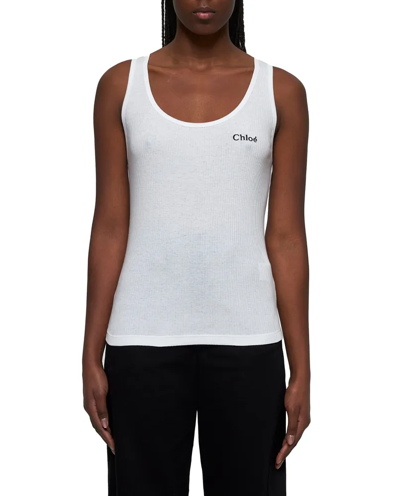 Chloé Women's Cotton Ribbed Tank Top White White