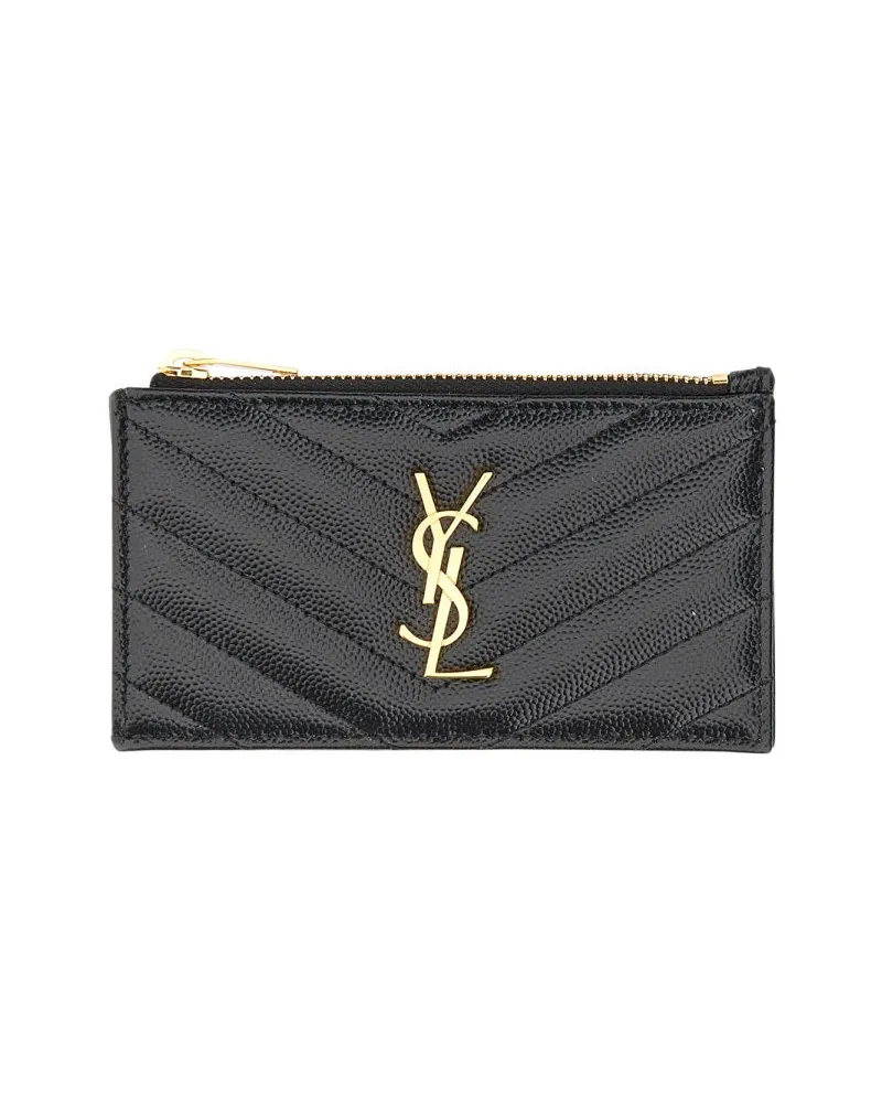 Saint Laurent Cassandre Card Case — Black Black
