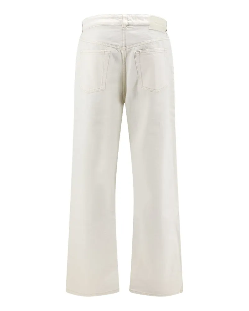 AMI Paris Wide-Leg Denim Jeans — Ecru Ecru