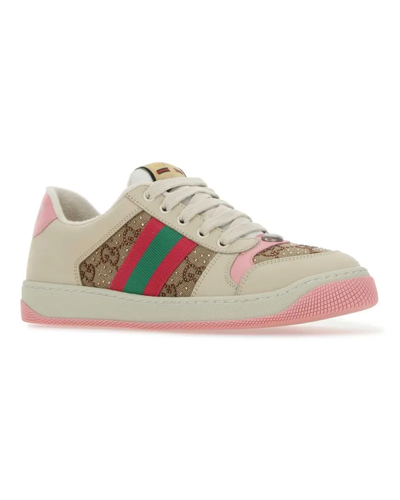 Gucci Women's Multicolor Screener Sneakers 2587 T Cotton Polyester Beige