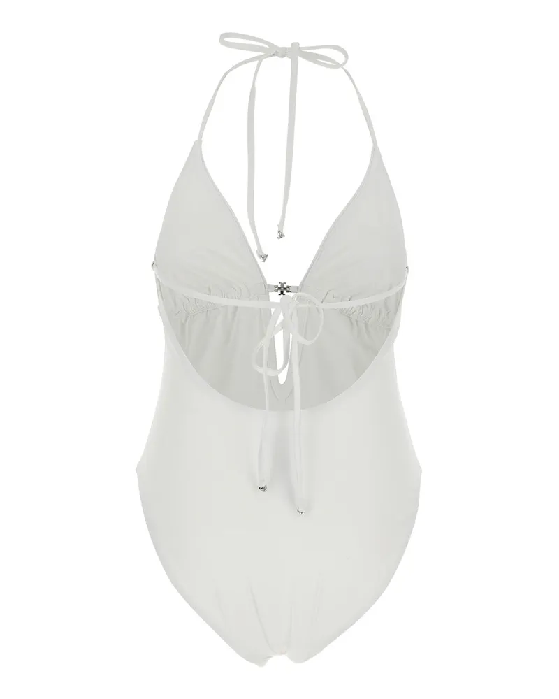 Tory Burch Women's One-Piece Swimsuit White Tech Fabric Swimwear Sea Clothing White