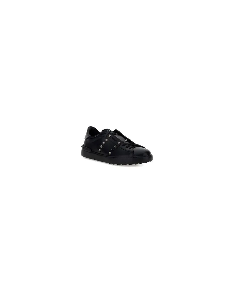 Valentino Garavani Men's Black Calf Leather Bos Taurus Athletic Sneakers Black