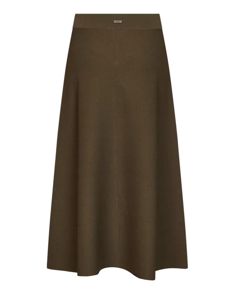 Max Mara Women's Flared Midi Skirt Viscose Crepe Khaki Green Green