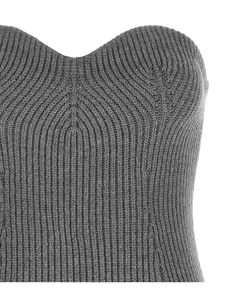 Jil Sander Ribbed Virgin Wool Sweater — Gray Gray