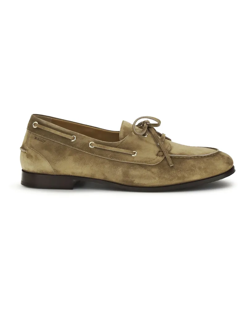 Bally Men's Plume Suede Loafers Sigaro Buffalo Beige