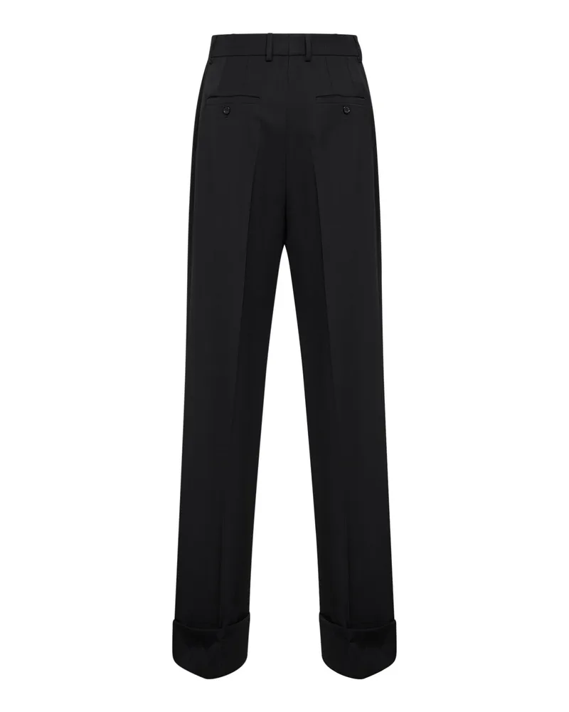 Dolce & Gabbana Women's Black Wool Gabardine Straight Trousers Virgin Black