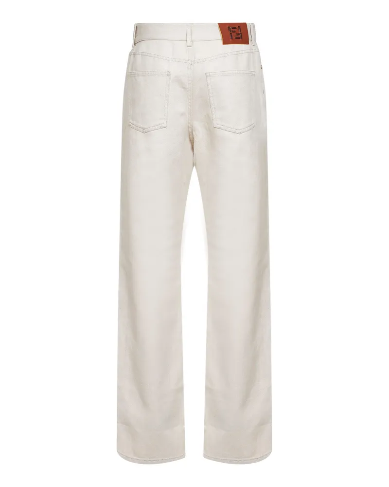 Fendi Women's Jeans Ivory Cotton Denim Ivory