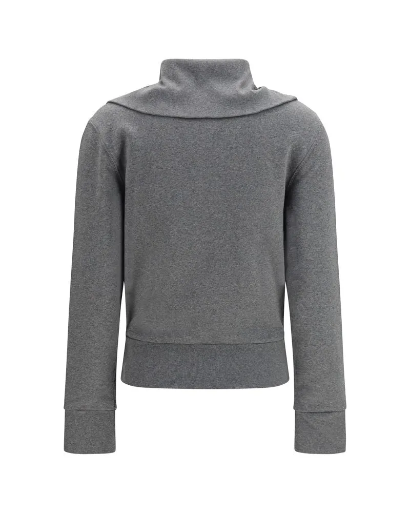 Balenciaga Logo-Printed Cotton Hoodie — Grey 