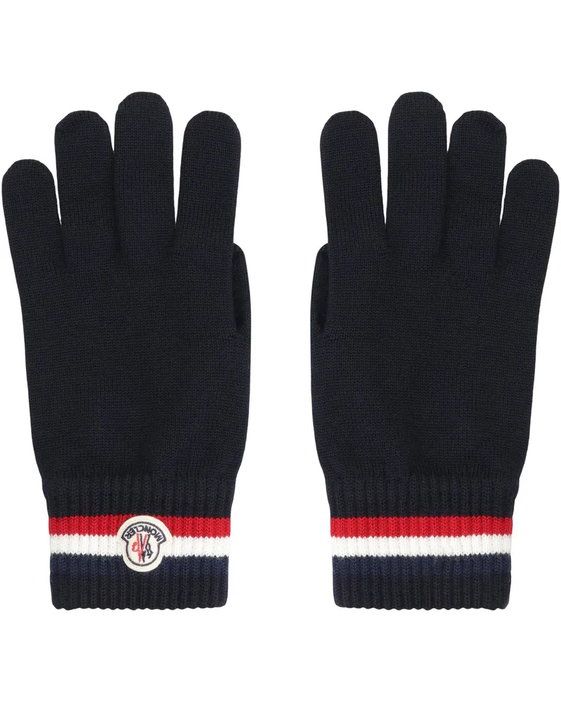 Moncler Men's Tricolored Wool Gloves Black Virgin Black