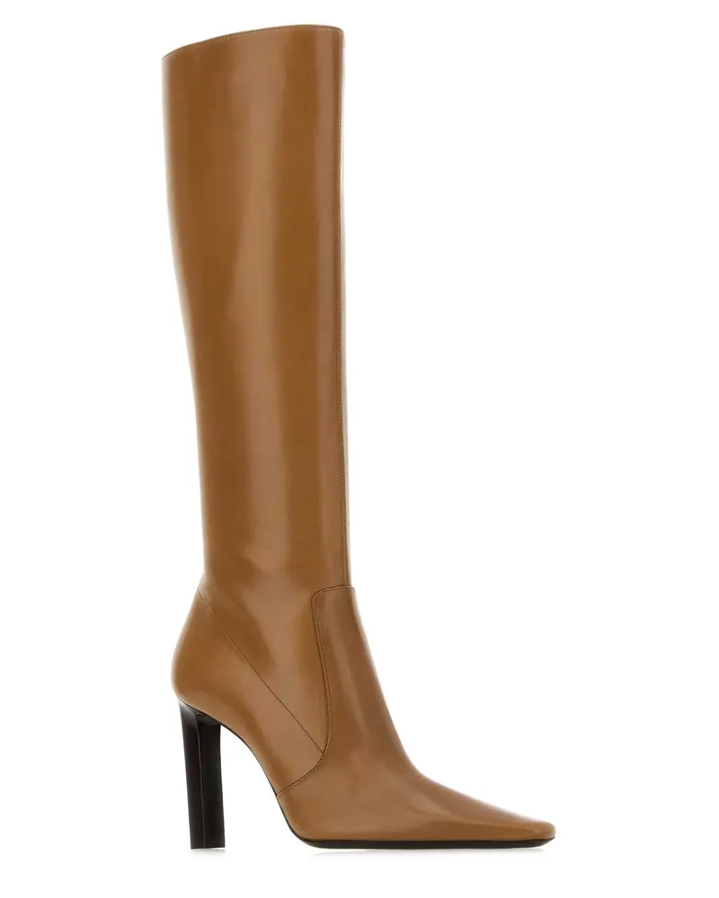 Saint Laurent Women's Camel Leather Jerome Boots Dark Macadamia Stivali Camel