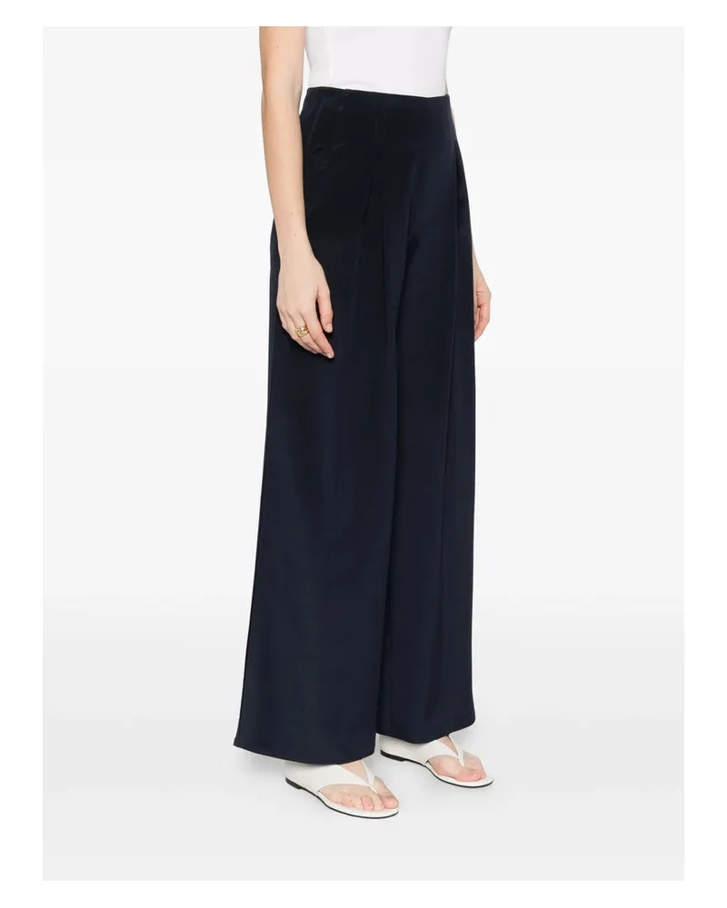 Max Mara Silk Blend with Front Pleats Trousers — Blue Blue