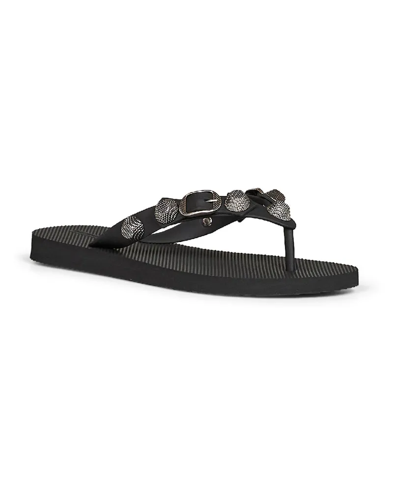 Balenciaga Women's Thong Sandals Cagole Recycled Rubber Black Polyurethane Black