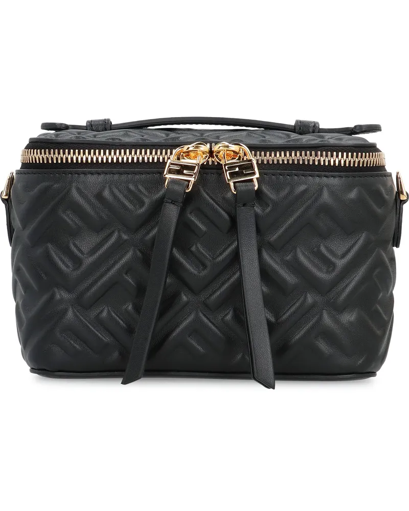 Fendi Women's Leather Mini Bag Vanity Black-Gold Soft Lamb Handbags Black/gold Hand Black