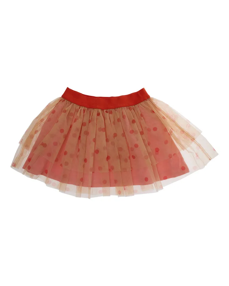 Mini Rodini Girls' Pink Layered Tulle Skirt With Polka Dots Polyester Pink