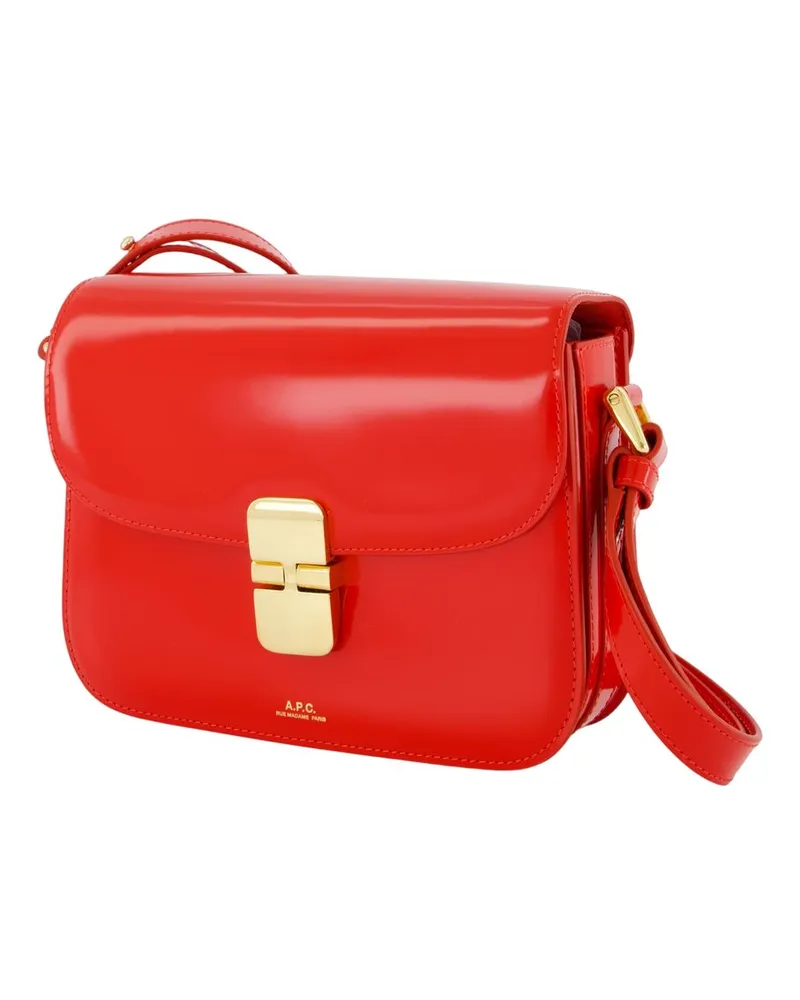 A.P.C. Women's Grace Small Shoulder Bag -  Leather Red Calfskin Shoulder-Hobo-Bags Red