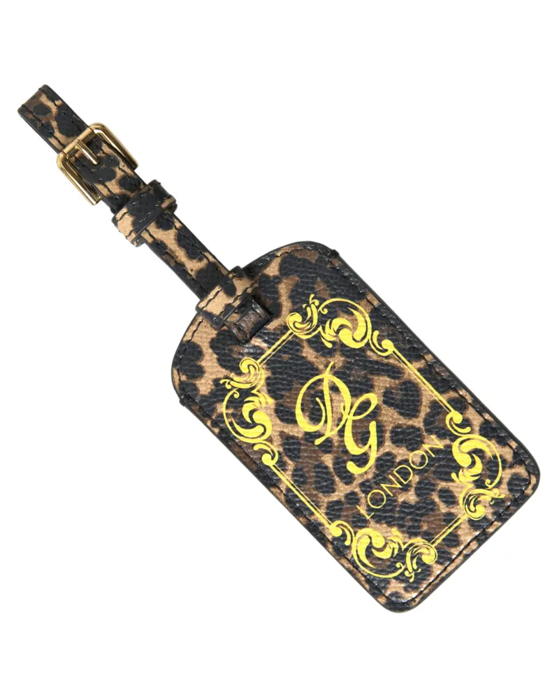 Dolce & Gabbana Women's Multicolor Leopard Dauphine Leather Dg Logo Luggage Tag Accessory Multicolor