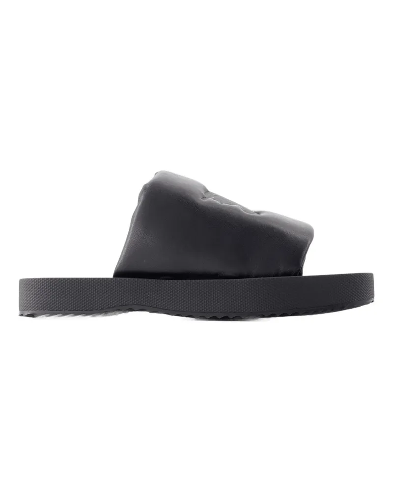 Burberry Women's Lf Knight Slab Sandals-  - Leather Black Lambskin Shoes Mules Black