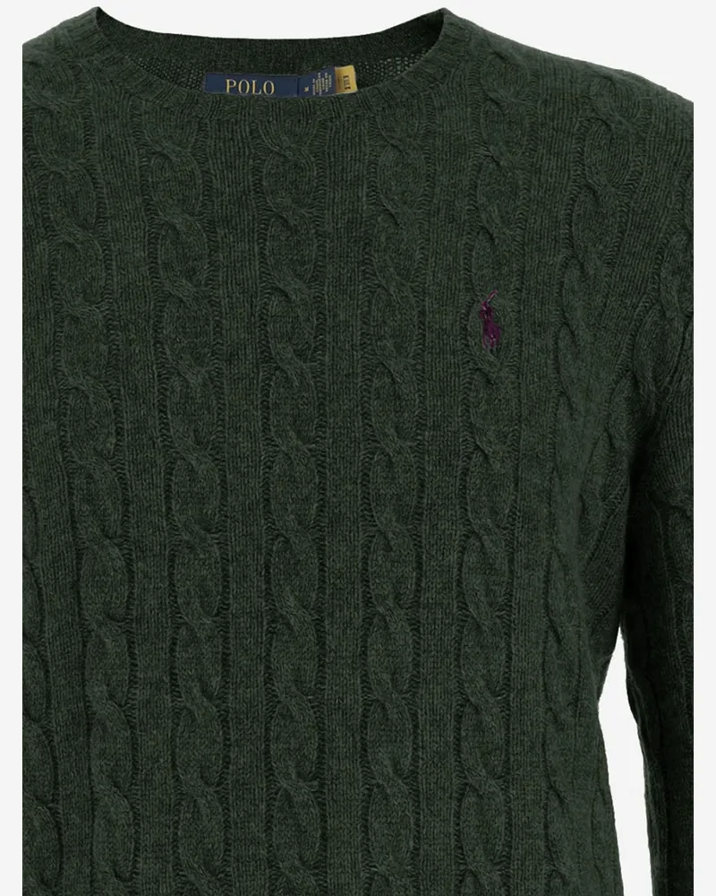 Ralph Lauren Cable-Knit Wool and Cashmere Sweater — Green Green