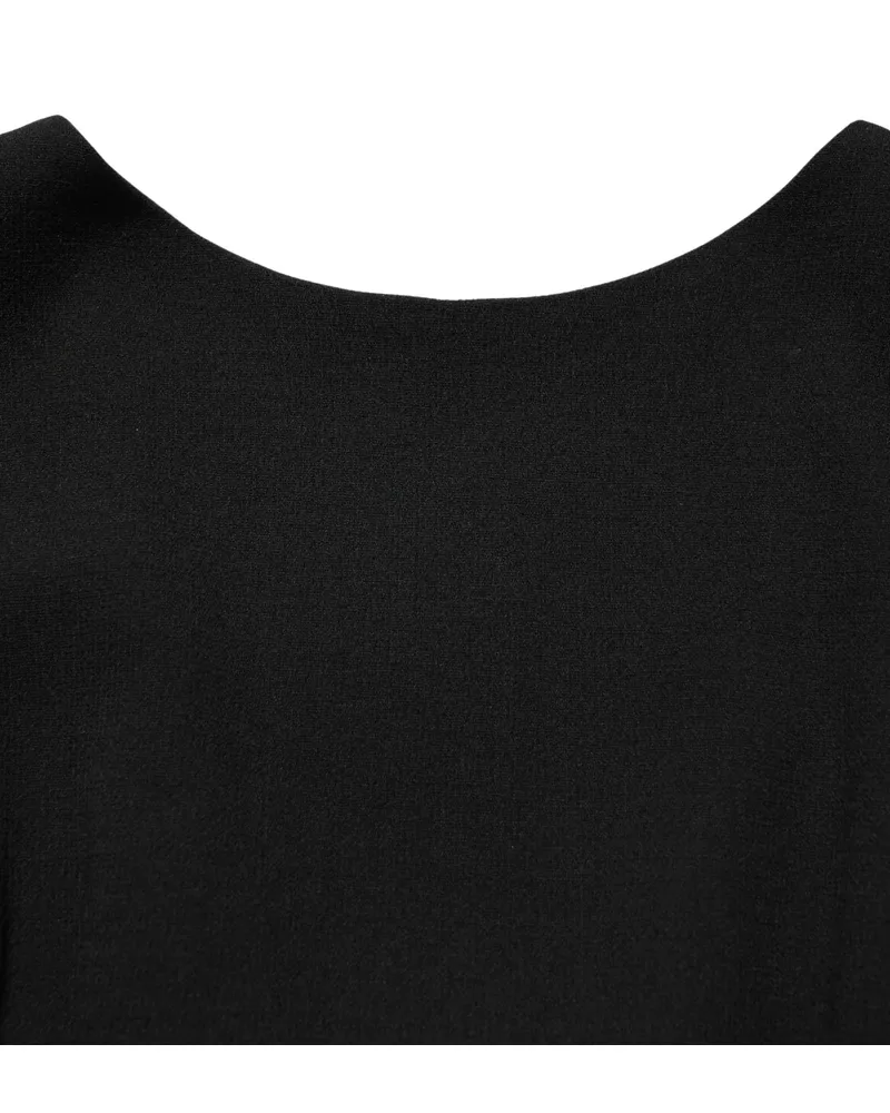 Dolce & Gabbana Women's Black Wool Crepe Long Sleeves Midi Dress Virgin Nylon Elastane Black