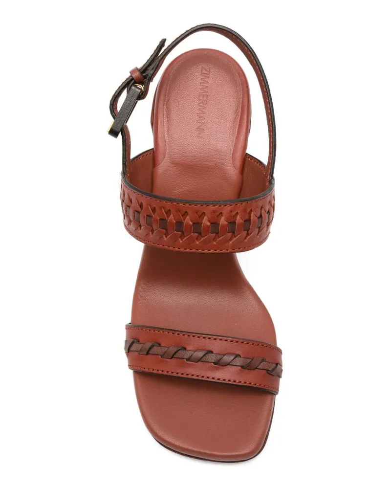 Zimmermann Woven Leather Block Heel Sandal — Brown Brown